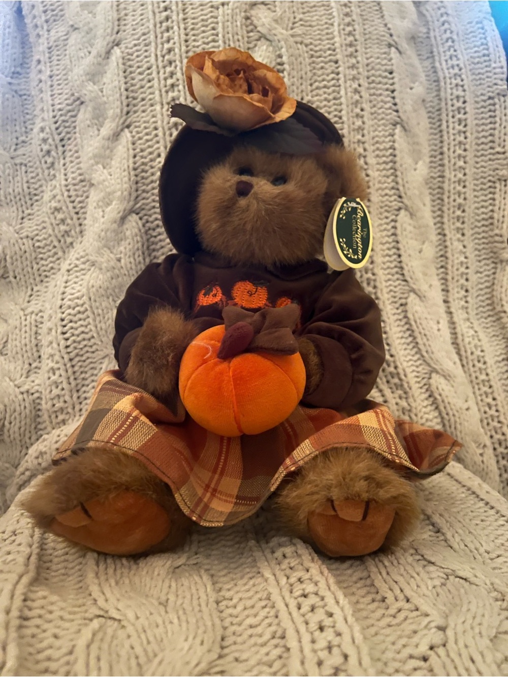 The Bearington Collection Autumn Harvester Pumpkin Bear Thanksgiving Fall #1079